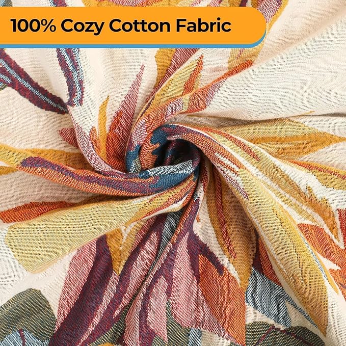 Boho Floral Butterfly Pattern Reversible Summer Cotton Blanket 90"x108" Breathable 4-Layer Gauze Muslin Blanket for Bed Couch Home Decor for All Season Thoughtful Gift for Women Men