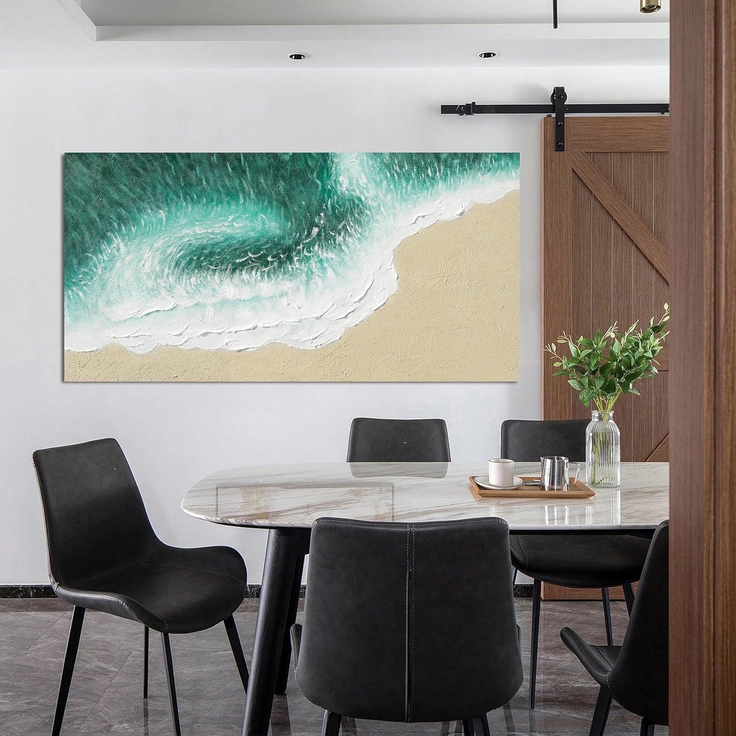 Canvas Wall Art Decor Modern Green Wall Art Prints Wall Art Pictures for Living Room Abstract Canvas Art Wall Decor Coastal Beach Decorations Nature Artwork for Walls Bedroom Office Decor 20" X 40"