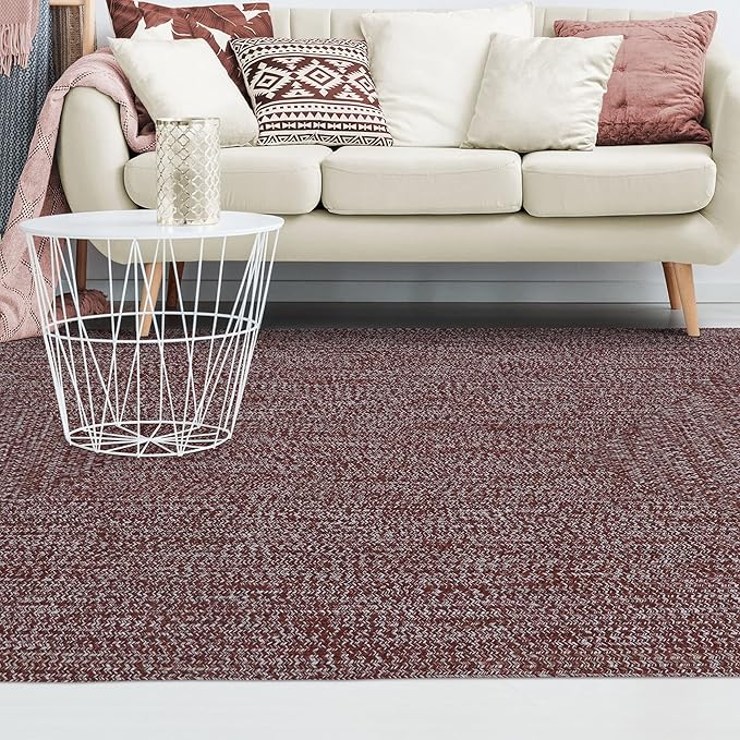 Superior Large Indoor/Outdoor Area Rug, Multi-Tone Reversible Braided Floor Decor for Patio, Front Porch, Entryway, Living Room, Office, Nursery, Artistic Home, 3' x 5', Brick-White