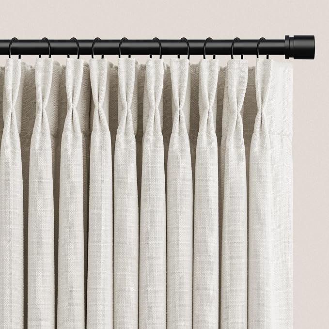 Pinch Pleated Linen Curtains 84 Inches Long 2 Panels Set Ivory Cream White Back Tab Memory Trained Pinch Pleat Semi Sheer Light Filtering Privacy Curtains Window Drapes for Living Dining Room Bedroom