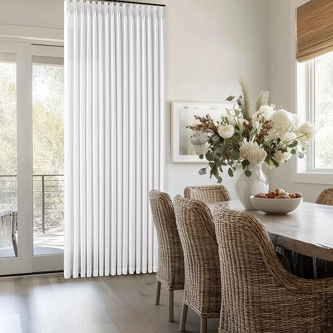 Extra Long White Linen Curtains 132 Inches Long for High Ceiling Living Room Bedroom Dining Modern Neutral Curtain Light Filtering Semi Sheer Back Tab Pinch Pleat Window Curtains 2 Panels Set 11 FT