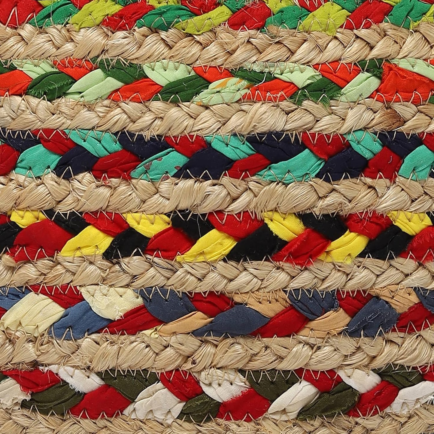 REDEARTH · Round Pouf Ottoman - Braided Boho Poof Home Décor Pouffe Accent Sitting Circular Foot Rest for Living Room, Bedroom, Nursery, Lounge; Jute and Cotton Set of 2 (19.5"x19.5"x14"; Multi)