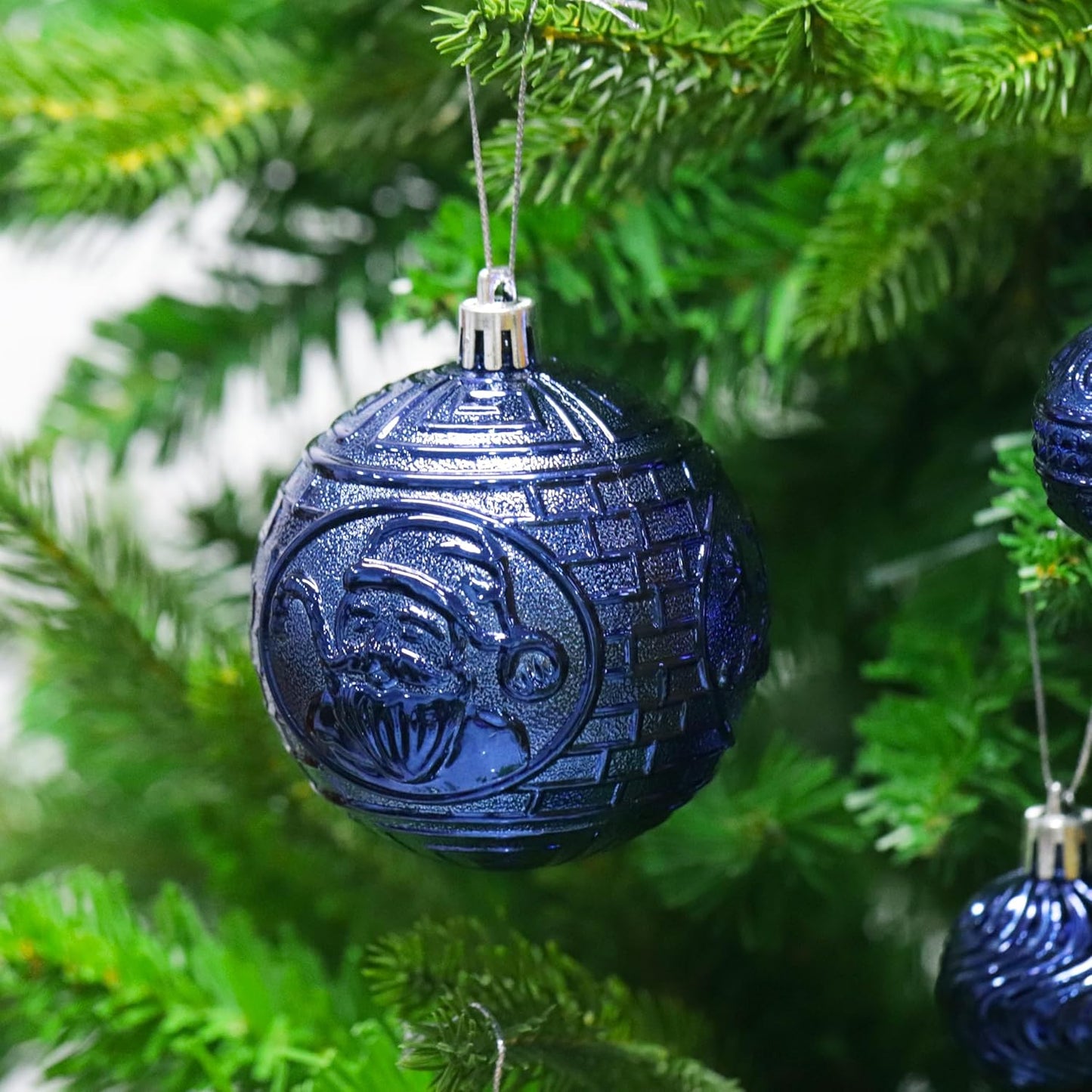 Senjie 36pcs Night Blue Christmas Ornaments Set with 7 Styles Multi-Size Shatterproof Christmas Tree Decorations