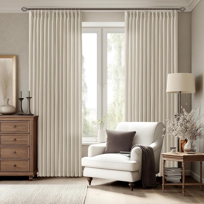 Light Filtering Dining Room Curtains 63 Inches Long 2 Panels Set for Small Window Boho Farmhouse Pinch Pleated Linen Short Semi Sheer Back Tab Pinch Pleat Living Bedroom Bay Windows Oatmeal Beige