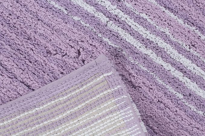 Home Weavers 100% Cotton Gradiation Collection Bathroom Décor | Washable Rug | Bathroom Mat | Kitchen Mat | Bathroom Rug Set | Bath Mat Set | Bath Floor Mat Non Slip, 4 Piece Set with Runner, Purple