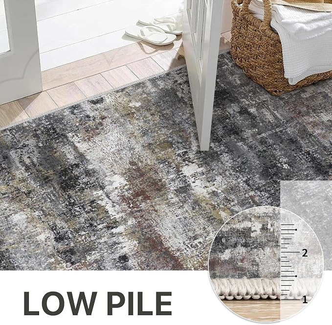 BEIMO Area Rugs 10x12 for Living Room Bedroom, Modern Abstract Machine Washable Large Dark Gray Rug, Soft Low Pile Floor Carpet with Non Slip Backing for Dining Room