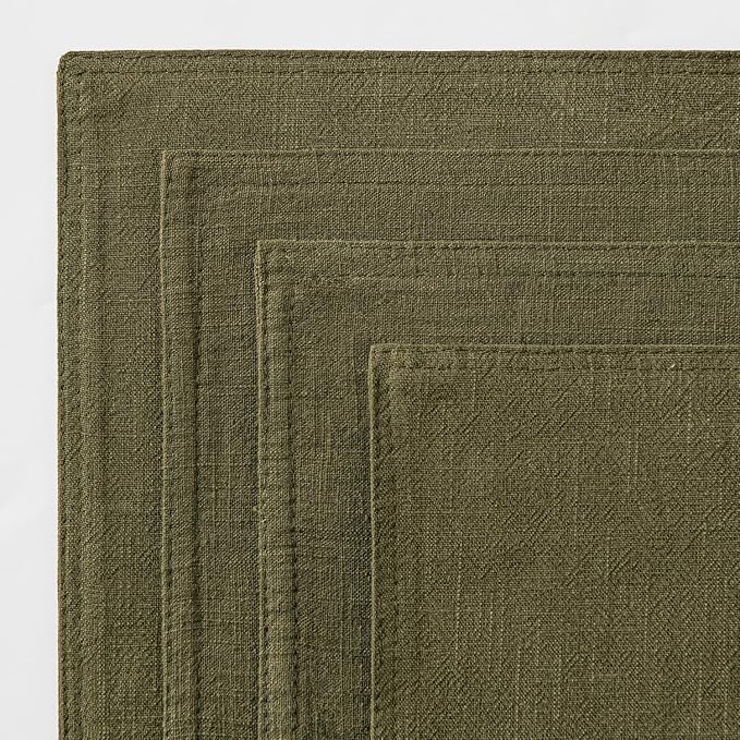 MIULEE Olive Green Linen Pillow Covers Pack of 4 Decorative Natural Solid Throw Pillow Covers Soft Accent Boho Farmhouse Couch Pillowcases Modern Spring Decors for Living Room Bed Sofa 24x24 Inch