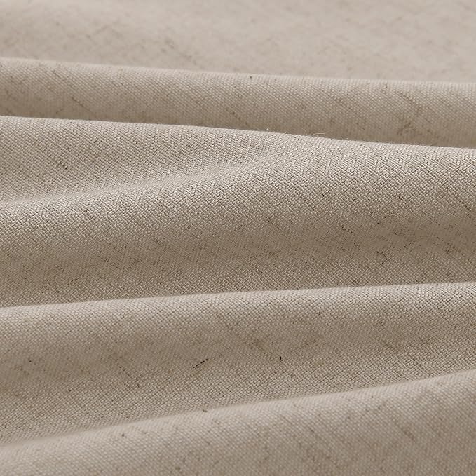 Guken Light Khaki Pinch Pleated Linen Curtains 84 Inch Length 2 Panels Set for Living Room Bedroom Neutral Modern Farmhouse Boho Light Filtering Semi Sheer Back Tab Draps with Hooks Rings 40x84