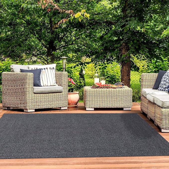 Superior Indoor/Outdoor Area Rug, Reversible Braided Floor Decor for Living Room, Kitchen, Patio, Front Porch, Modern Boho Farmhouse Rugs, Hardwood, Bedroom Accessories, 8' x 10', Charcoal