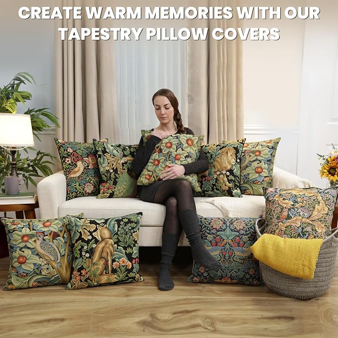 Charlotte Home Furnishings Inc Black William Throw Pillow Covers 18x18, European 100% Cotton Jacquard Woven Fabric, Boho & Vintage Inspired Decorative Cushion for Living Room and Sofa