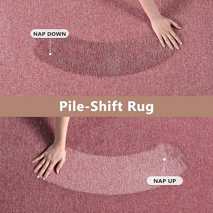 FinRèc 5x7 Washable Area Rugs for Bedroom Living Room, Low Pile Thin Rug Solid Color, Non-Slip Carpet Indoor for Home Decor (Red)