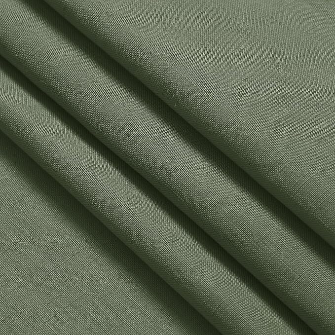 Nanspring Extended Curtain Olive Green Linen Sheer Curtains for Living Room 2 Panels Set 110 Inch Length Back Tab Light Filtering & Breathability Semi Sheer Drapes for Bedroom Living Room 52x110