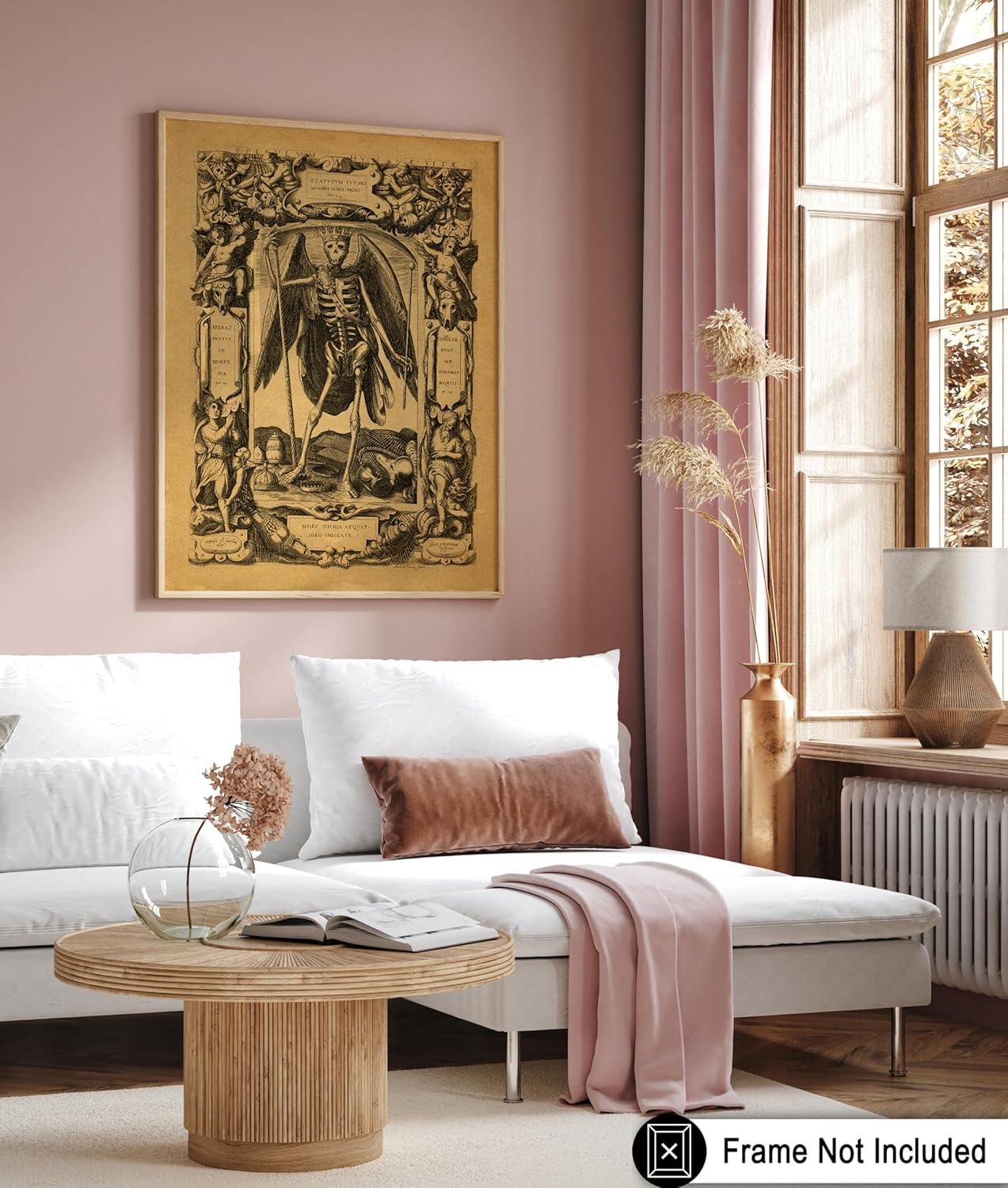 Poster Master Vintage Medieval Poster - Retro Gothic Print - Gift for Artist, Friend - Angel of Death, Memento Mori, Life, Skeleton, Dark - Wall Decor for Home, Living Room, 18x24 Unframed Wall Art