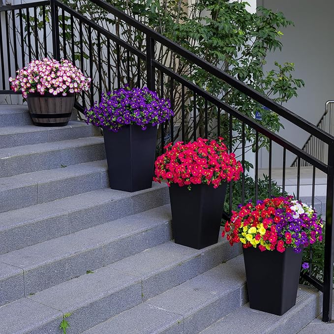 Nigirior Artificial Faux Flowers for Outdoor 16 Bundles Boxwood Fake Morning Glory for Planter,UV Resistant Fake Flowers for Home Porch Patio Outside(Rose Red)
