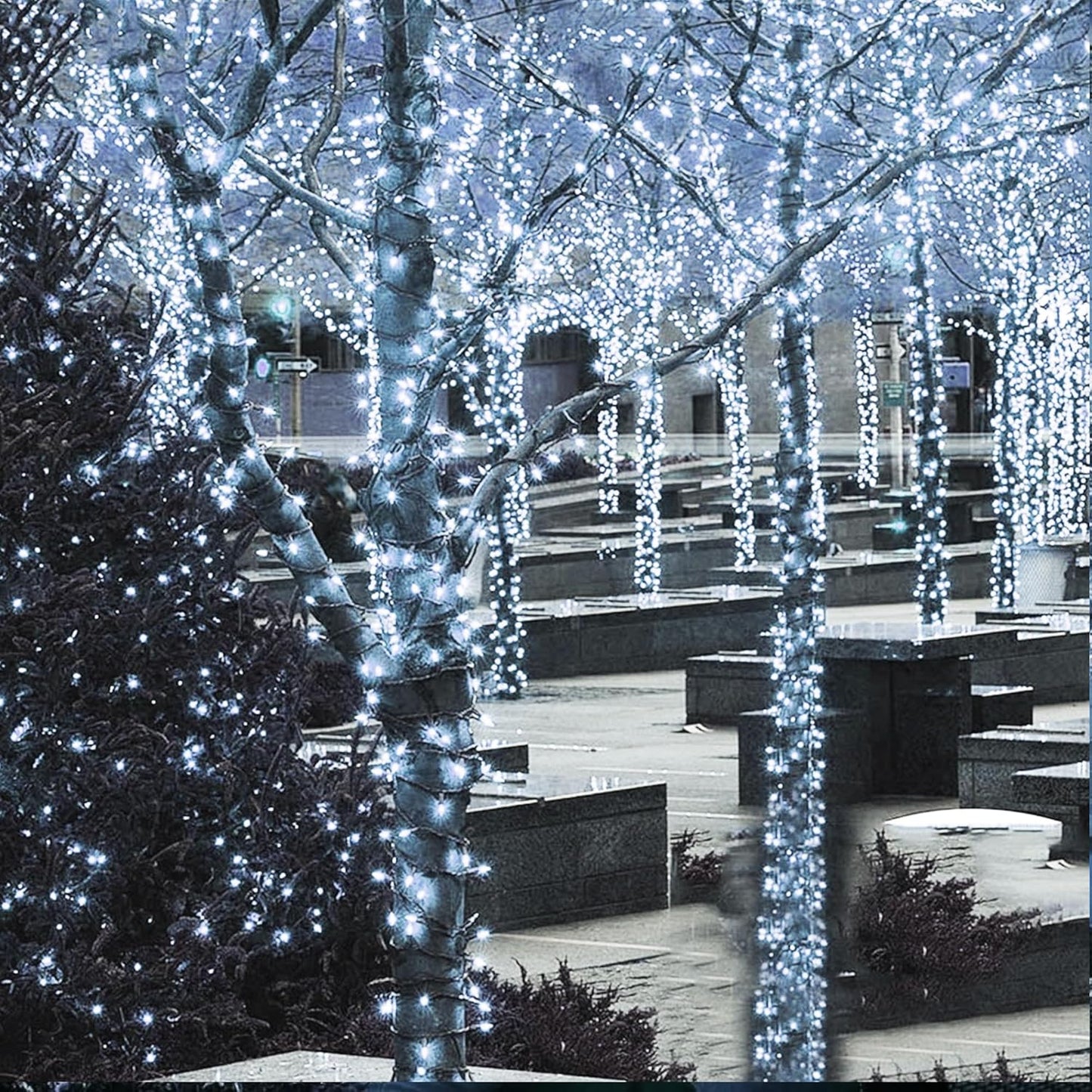 Dazzle Bright 164 FT 500 LED Christmas String Lights, Waterproof Green Wire String Lights with 8 Modes, Outdoor Christmas Decorations for Indoor Garden Party Yard Decor (White)