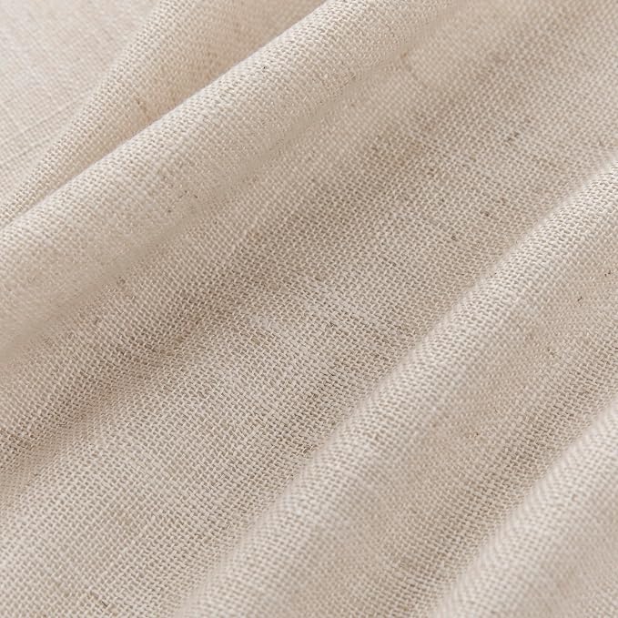 Joydeco Linen Curtains for Living Room,Semi Sheer Drapes Window Long Curtains 96 inches Long Pink Beige