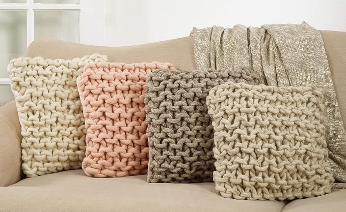 SARO LIFESTYLE Chunky Cable Knit Design Throw Pillow Cover