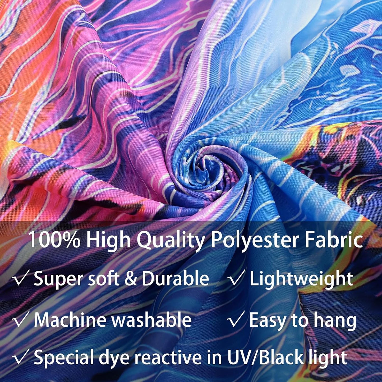 SparkLia Sunset Mountain Tapestry, Blacklight Colorful Forest Lake UV Reactive Tapestry, Neon Glow in the Dark Starry Stars Nature Landscape Wall Hanging Tapestries for Bedroom - 51.2" x 59.1"