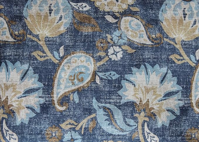 Convenience Concepts Designs4Comfort Winslow Storage Ottoman Bench 32" - Transitional Upholstered Footstool & Seat, for Living Room, Entryway, Hallway, & Bedroom, Indigo Flora Fabric