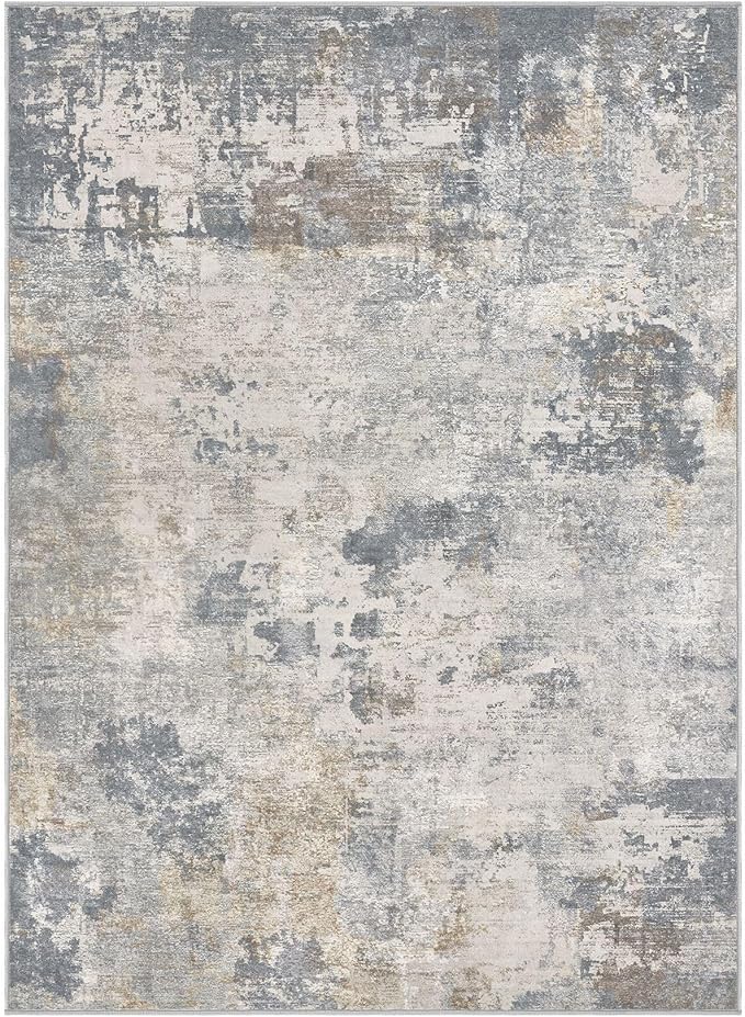 UERMEI 4x6 Area Rug Living Room Rugs - Washable Neutral Modern Abstract Soft Thin Rug Indoor Floor No Slip Rug Carpet for Bedroom Under Dining Table Home Office Decor - Blue Grey