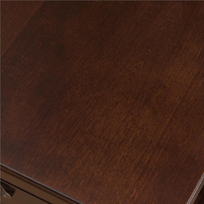 Leick Home Laurent End Table with Lamp, Solid Wood, with Drawer and Shelf, Chocolate Cherry, 10537