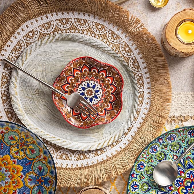 Miamolo Spoon Rest for Stove Top, 5.3in Spoon Holder Utensil Rest, Ceramic Spoon Rests for Kitchen Counter Bohemian Style Cooking Gift for Housewarming