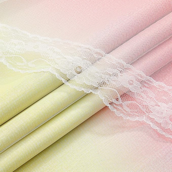 XiDi Blackout Curtains with Sheer Overlay for Girls Bedroom Double Layer Curtains for Kids Nursery Room Darkening Rainbow Princess Unicorn Wall Decals Pink Yellow Purple Grommet Top 2 Panels W34xL63