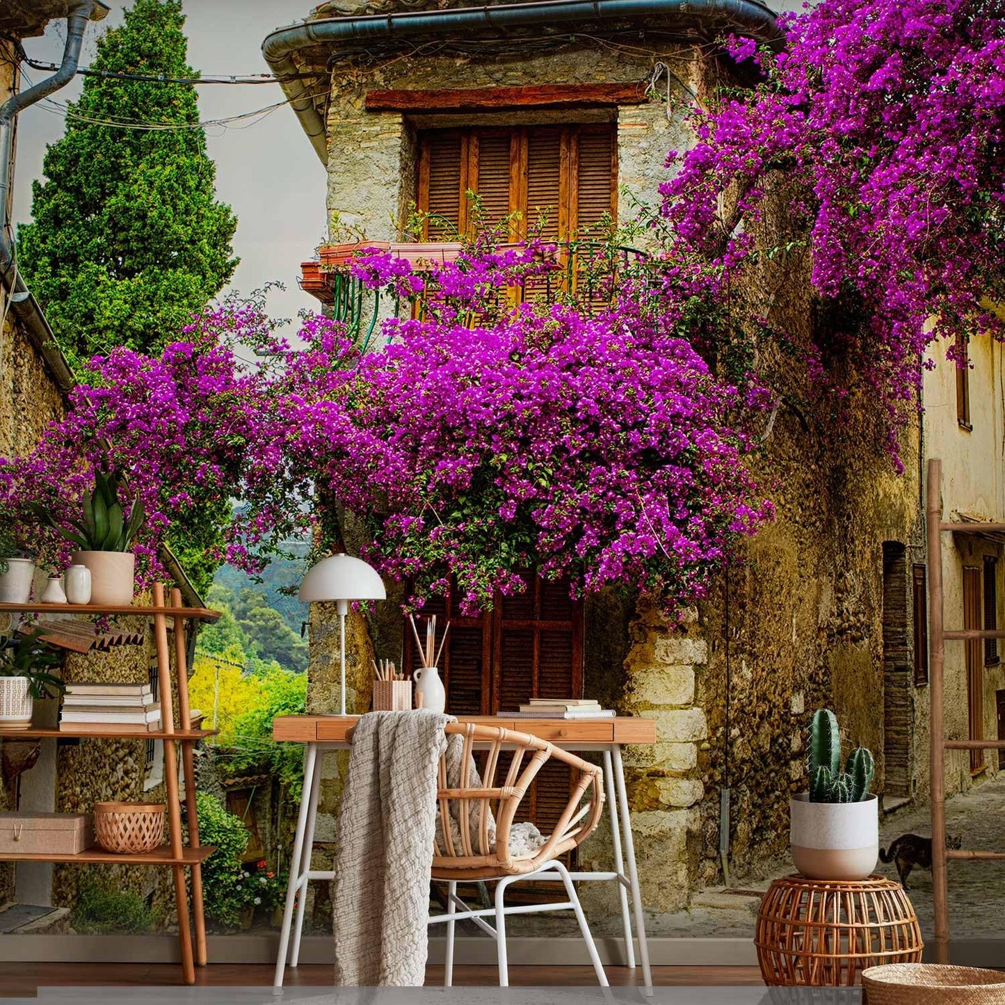 artgeist Premium Wall Mural Architecture 216x98 in - Non-Woven Photo Wallpaper Art Print Fleece Wall Mural Decoration Poster Picture Design Landscape Alley Flowers City d-B-0294-a-a