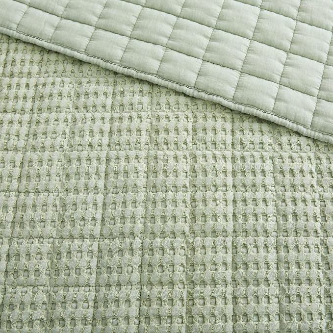 Levtex Home - Mills Waffle - Throw - Desert Sage Cotton Waffle - Throw Size 50 x 60in.