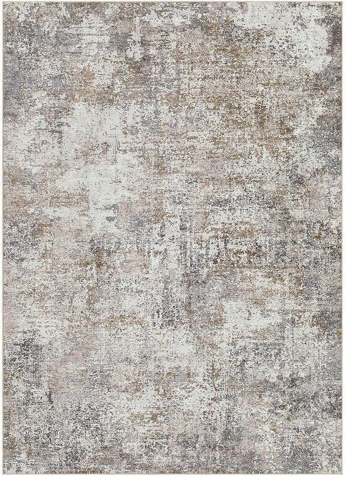 DMOYEST Area Rug Living Room Rugs - 5x8 Abstract Large Soft Indoor Washable Rug Neutral Modern Low Pile Carpet for Bedroom Dining Room Farmhouse Home Office - Brown/Grey/Black