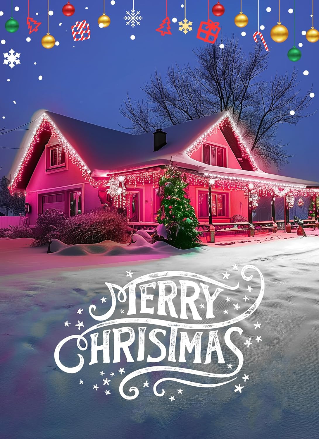 Minetom C9 Christmas String Lights, 100 Ft LED Commercial Outdoor Christmas Lights with 100 Pink and Pure White C9 Bulbs, Waterproof Connectable UL Certified for Indoor Roofline Backyard Xmas Decor