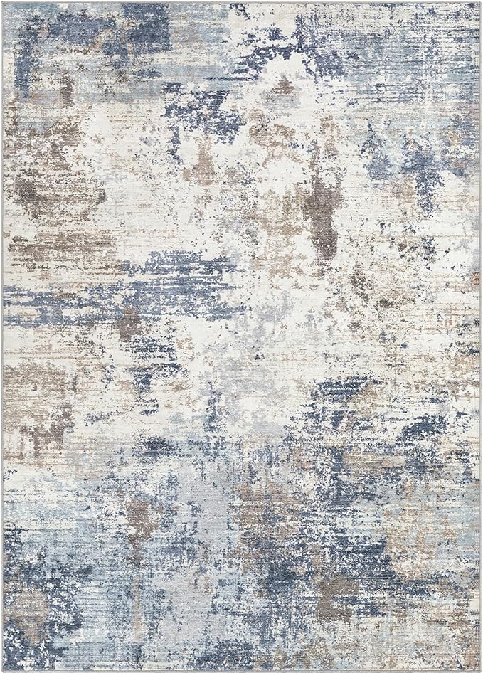 UERMEI 6x9 Area Rug Living Room Rugs - Washable Neutral Modern Abstract Soft Thin Large Rug Indoor Floor No Slip Rug Carpet for Bedroom Under Dining Table Home Office Decor- Denim Blue