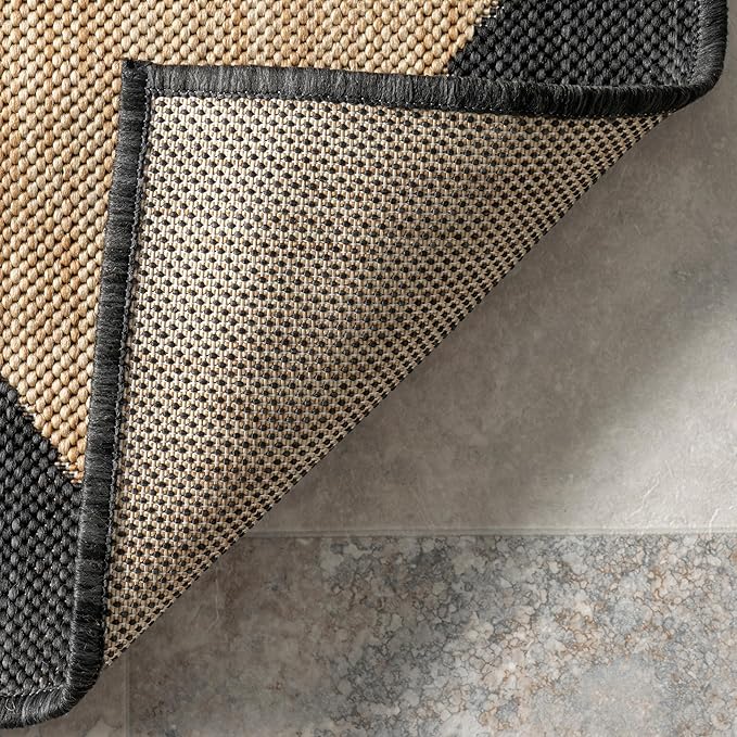 Nuloom Outdoor Performance Collection Sabina Dark Grey/Ivory, 6'7" x 9', Soft, High Traffic, Stain Resistant, Easy Clean, Durable Area Rug for Indoor/Outdoor Patio, Deck, Porch, Garden, Courtyard