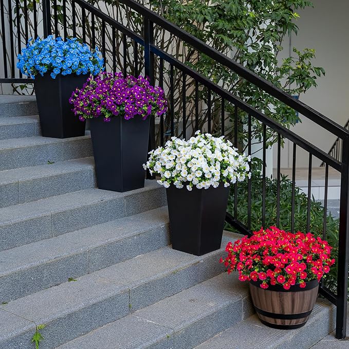Nigirior Artificial Faux Flowers for Outdoor 16 Bundles Boxwood Fake Morning Glory for Planter,UV Resistant Fake Flowers for Home Porch Patio Outside(White)
