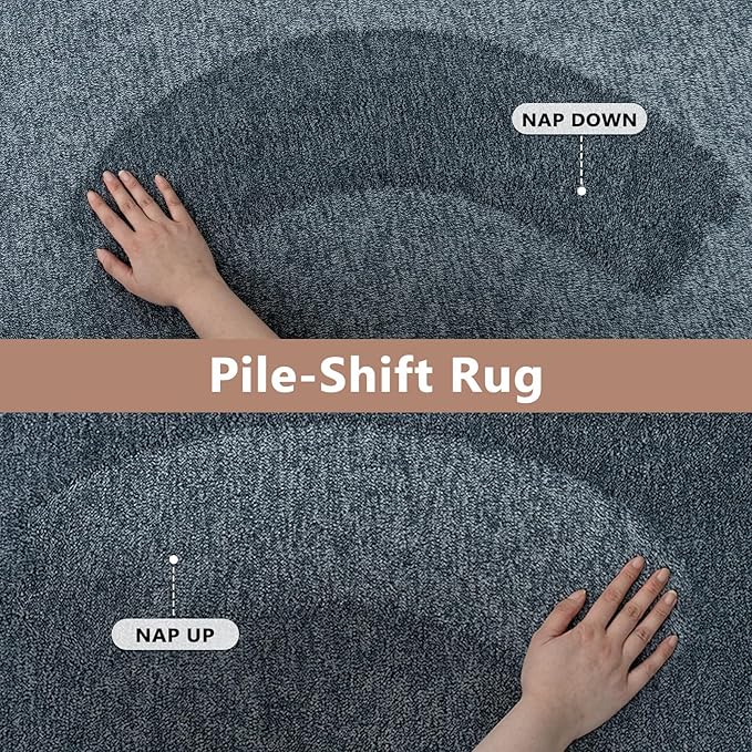 FinRèc Low Pile 6x9 Washable Area Rugs for Bedroom Living Room, Thin Rug Solid Color, Non-Slip Carpet Indoor for Home Decor (Navy Blue)