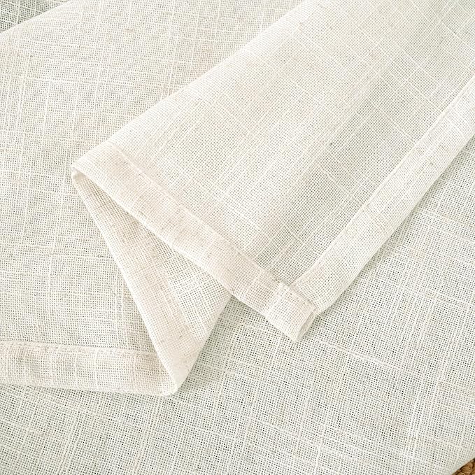 LAMIT Cream Linen Boho Curtains 84 inch Length 2 Panels, Light Filtering Semi Sheer Panels Back Tab and Rod Pocket Neutral Drapes for Bedroom/Living Room, 34 x 84 Inch