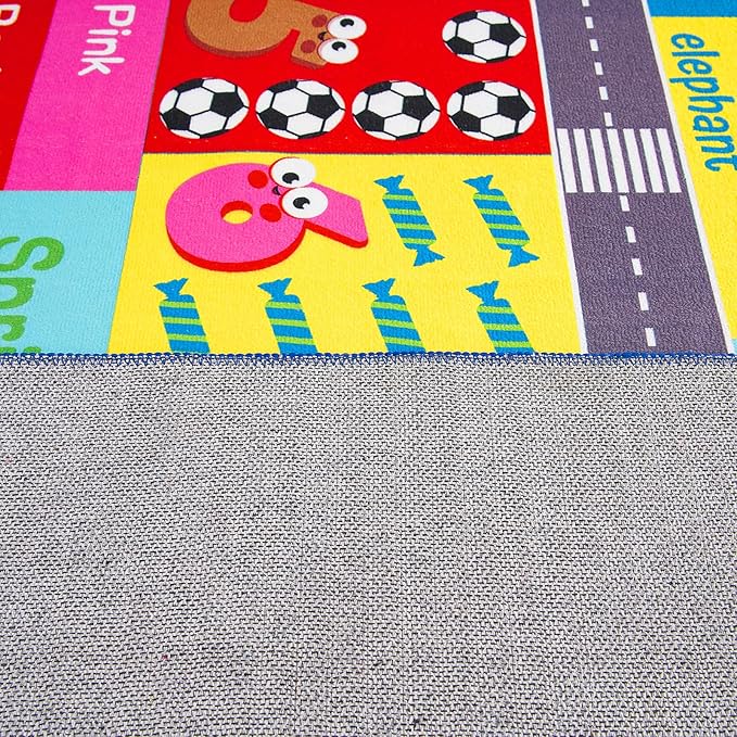 HOMORE Kids Educational Rug, 5x7 Kids Collection Area Rug for Learning Alphabet, Numbers, Colors, Season and Animal Words, Playmat for Classroom Playroom