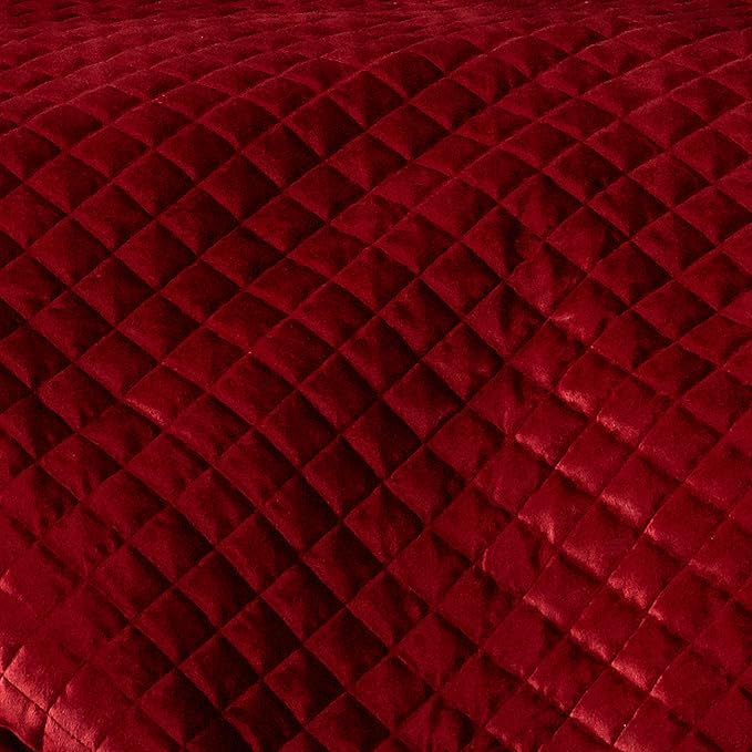 Levtex Home - Red Velvet Quilt Set - Full/Queen Quilt + Two Standard Pillow Shams - Luxurious Quilted Poly Velvet - Quilt Size (88x92in.) and Pillow Sham Size (26x20in.)