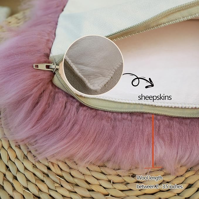 Luxury Soft Fur Sheepskin Fleece Cushion Cover Pillowcase Decorative Throw Pillows Covers, No Pillow Insert, 1pc (Peachy-Pink, 18"×18")