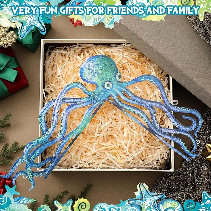 FairySandy Metal Door Frame Decoration 11.81 x 10.43 Inches Octopus Themed Home Decor for Indoor Outdoor Door Window Home Office(Ocean Blue)