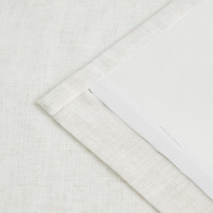 Vision Home Natural Pinch Pleated Light Filtering Curtains with Microfiber Liner 108 inch Linen Blended Textured Privacy Drapes for Living Room Bedroom Back Tabs with Hooks 2 Panels 40" Wx108 L