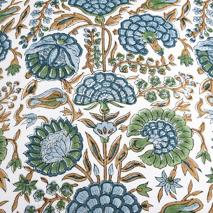 Ridhi Block Print Asparagus Green Pillow Cover 24" x 24" (Pack of 2) Decorative Couch Pillows for Living Room, Chic Boho Cute Outdoor Pillows Covers Gifts for Spring, Easter and Valentine