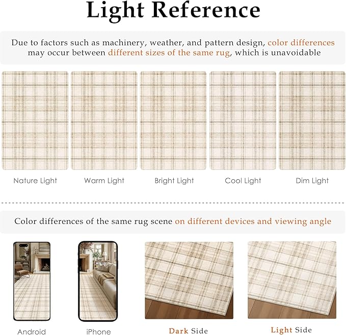 2x10 Beige Runner Rug for Kitchen Machine Washable Low Pile Checkered Carpet Modern Accent Soft Non Slip Long Rug for Bathroom Bedroom Nursery Indoor