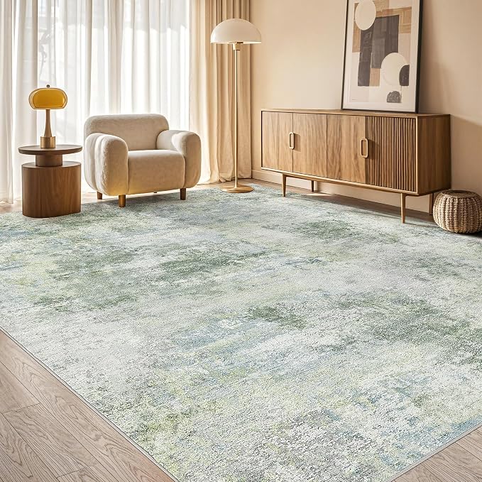 Tortania Area Rug Living Room Rugs - 5x8 Washable Large Soft Neutral Boho Moroccan Bohemian Farmhouse Rug Indoor Floor Carpet for Bedroom Under Dining Table Home Office Decor - Sage Green