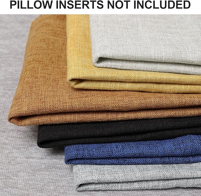 decorUhome Summer Decorative Throw Pillow Covers 12x20 Set of 2 Lumbar Faux Linen Outdoor Neutral Farmhouse Pillow Covers with Stitched Edge for Couch Sofa Living Room, Black
