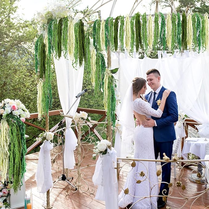 Suncalla 12 Pcs Multi Green Spring Natural Dried Amaranthus Hanging Flowers Amaranthus Artificial Flowers for Wedding Arch Bouquet Floral Garland Wall Home Decoration (23 Inch)