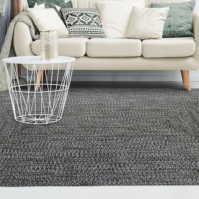 Superior Large Indoor/Outdoor Area Rug, Multi-Tone Reversible Braided Floor Decor for Patio, Front Porch, Entryway, Living Room, Office, Nursery, Artistic Home, 4' x 6', Fog Green-White