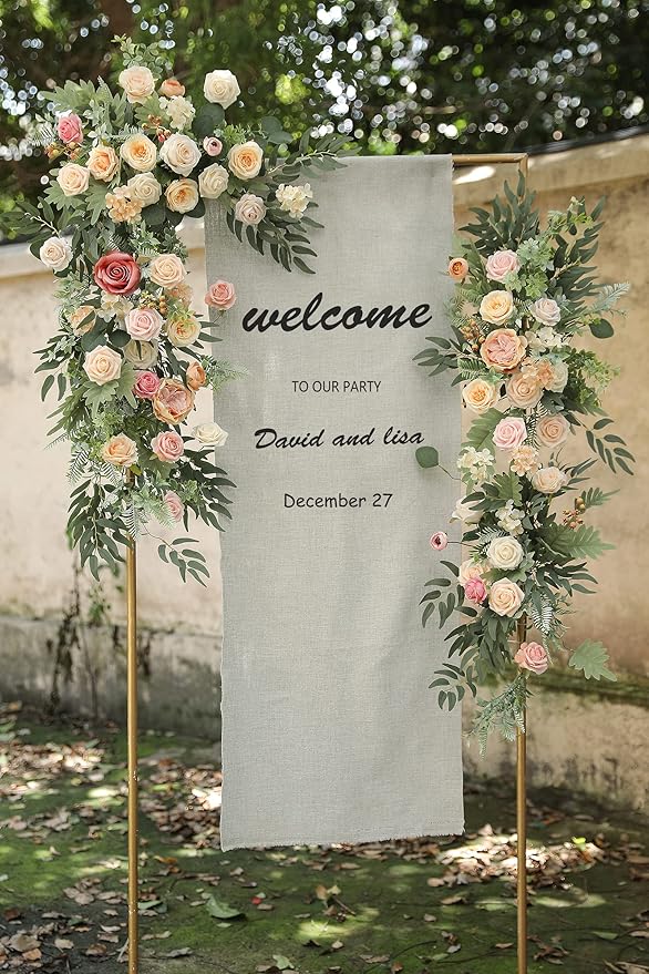 rongflower Artificial Flowers Combo Box Set Champagne Pink Fake Flower Leaves Box with Stems for DIY Wedding Bouquets Centerpieces Arrangements Bridal Shower Party Home Decorations