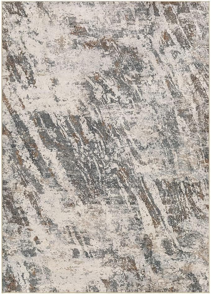 DMOYEST Area Rug Living Room Rugs - 8x10 Large Soft Indoor Neutral Modern Abstract Low Pile Washable Rug Carpet for Bedroom Dining Room Farmhouse Home Office-Dark Brown/Grey
