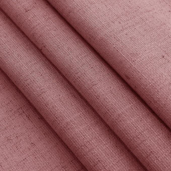 Canyon Rose Linen Curtains for Living Room 63 Inches Long 2 Panel Set Light Filtering Linen Drapes for Kitchen Windows Rod Pocket Back Tab Short See Through Curtain Country Farmhouse Decor 52x63